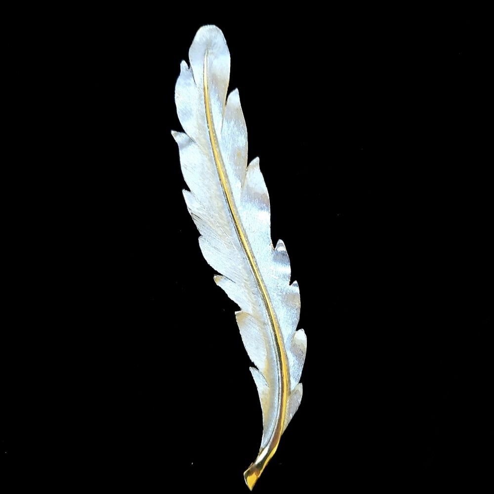 Silver Toned Leaf With Gold Tone Rib Brooch